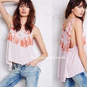 We The Free Pink and Orange Tie-Dye Trapezes Tank Top